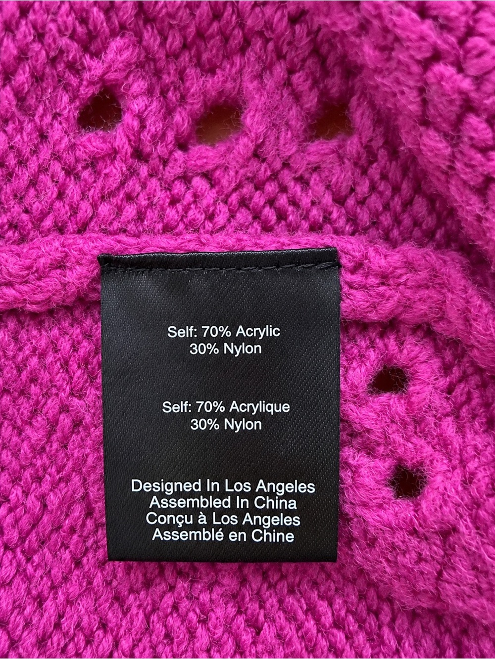 For Love & Lemons Pink Pointelle Puff Sleeve Knit Sweater Estimated Size Small - Picture 7 of 7